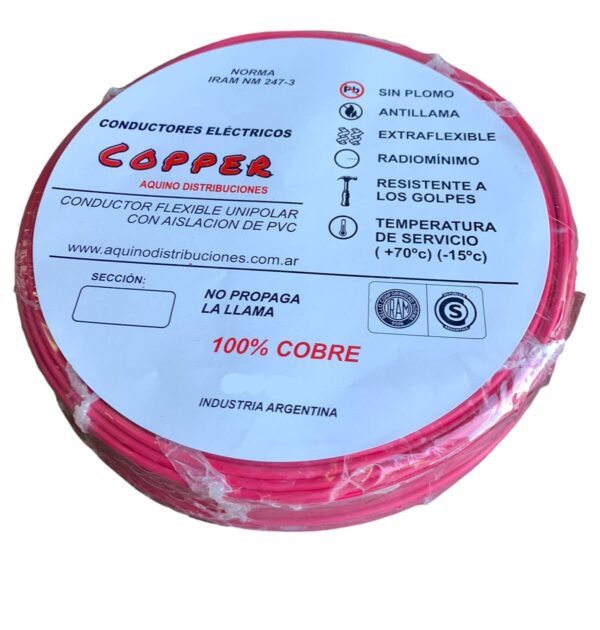 f2ae1e79-1233-4dc1-bb3a-b23a02df38f7 CABLE UNIPOLAR 4MM COPPER 100% COBRE X 100 METRO rojo
